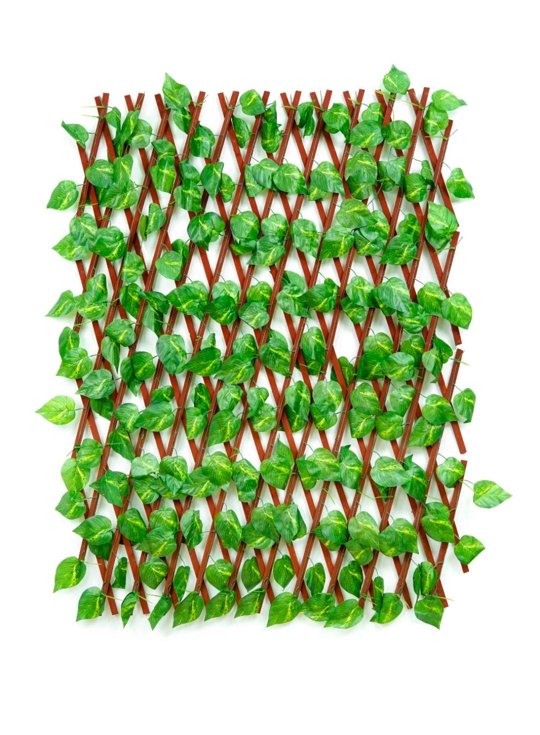 Artificial Fence – Brown Frame with Green Leaves